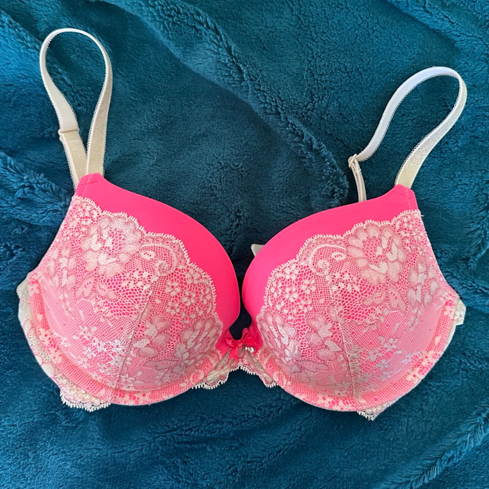 Dream Angels Push Up Bra, Pink and Ivory, 32DD